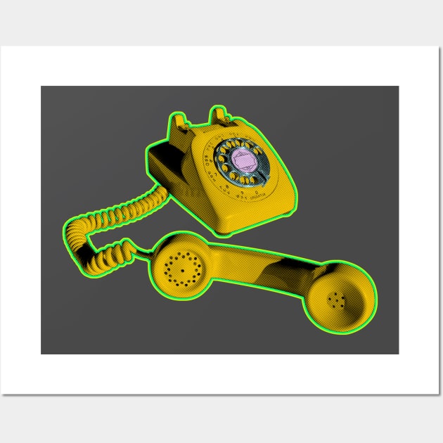 Classic Rotary Phone in Yellow Wall Art by callingtomorrow